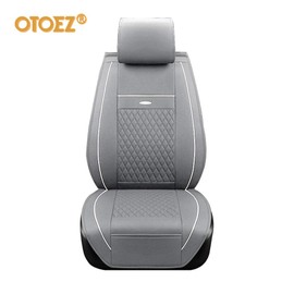 otoez 5 Seats Leather Car Seat Covers Faux Leatherette Automotive Seat Covers Full Set Universal Fit for Most Sedan SUV Truck Waterproof Vehicle Cushion Cover Protector (No Pillows, Gray)