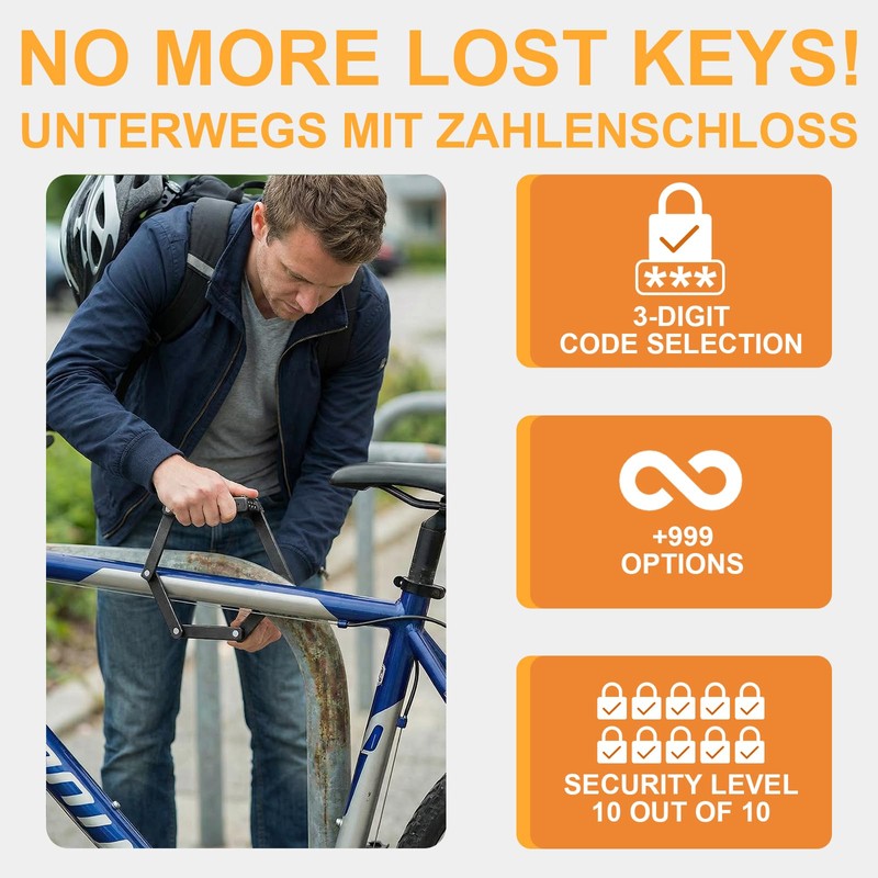 Compact Folding Bike Lock, [72cm] Diyife Combination Bicycle Lock with