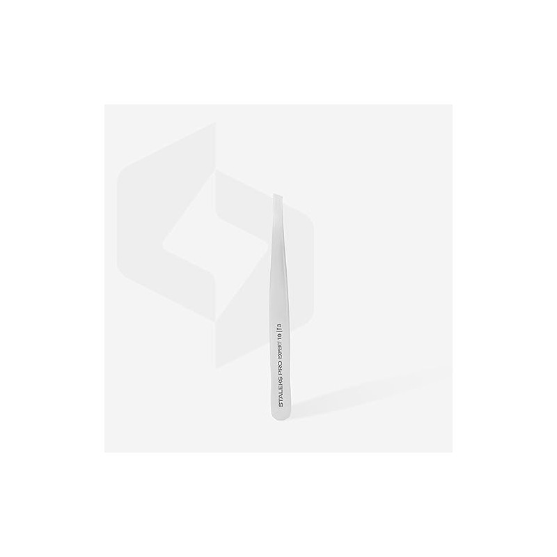 STALEKS PRO Expert Wide Beveled Stainless Steel Eyebrow Tweezer, Matte