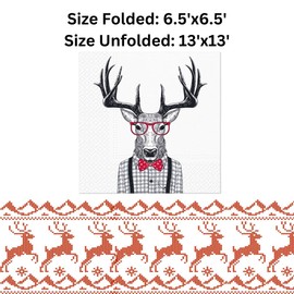 Keep Unique 20-ct 13x13 Animal Paper Peacock Luncheon Decoupage Napkins, 3-Ply Servilletas Printed Deer Napkin for Art, Dinner and Party, Disposable Napkins Decor (MR DEER)