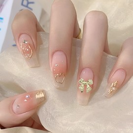 150Pcs Gold Bows for Nails, 3D Gold Bow Charms with Rhinestones for Nails, Shiny and Exquisite, Suitable for Professional Nail Salons and Personal DIY Nail Art (Gold + Silver + White)