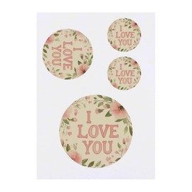 4 x 'I Love You with Flowers' Temporary Tattoos - Water Resistant, Skin-Safe, Non-Toxic Transfers, Mixed Sizes (TO00083600)