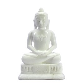 ESPLANADE Mahaveer Jain Mahavir Swami Murti Statue Idol Sculpture - Marble Stone - 6.5" Inches - White