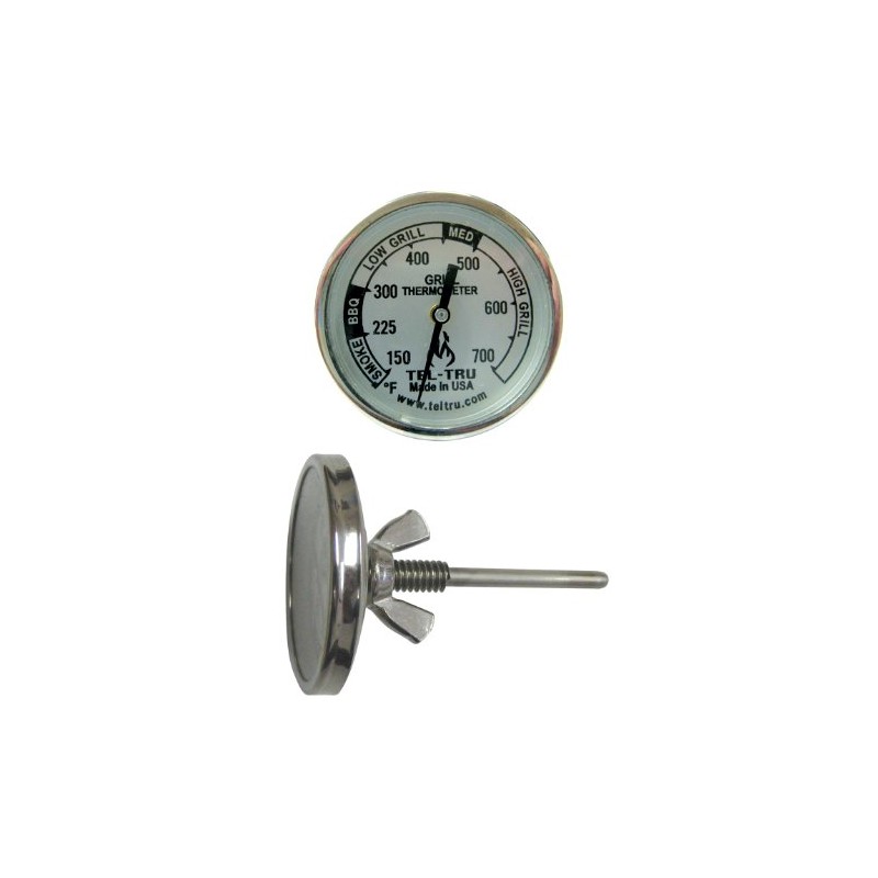 Tel-Tru BQ100 Barbecue Grill Thermometer, 1-3/4 inch dial, 2.13 inch