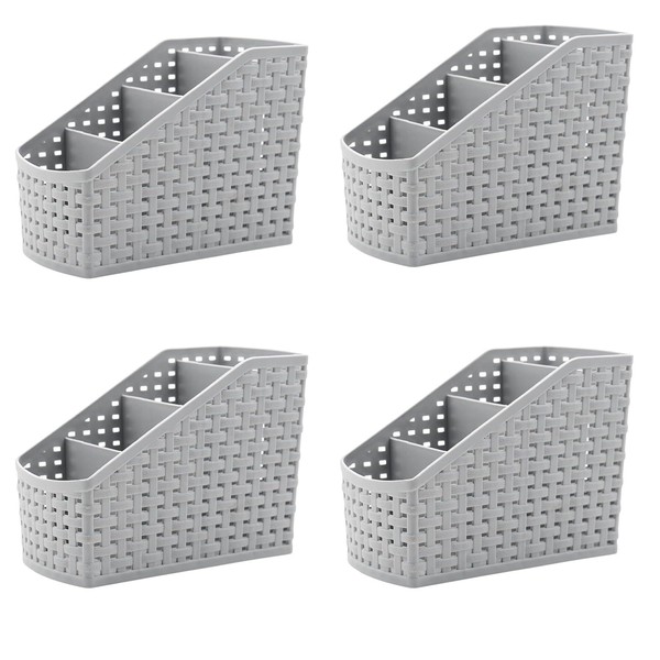 Cobenga 4 Pack Divided Storage Baskets, Grey Cosmetic Box Organiser,