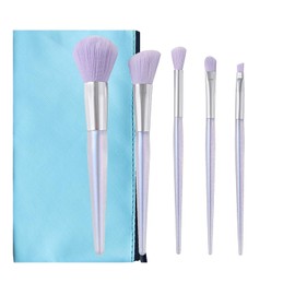 GRTUFOBA Makeup Brushes, Set of 5, Popular Makeup Brushes, Cosmetic Brush Set, High Quality Fiber Bristles, Super Soft, Powder Holding Brush, Aurora Transparent Brush Bar, Makeup Tools, Everyday