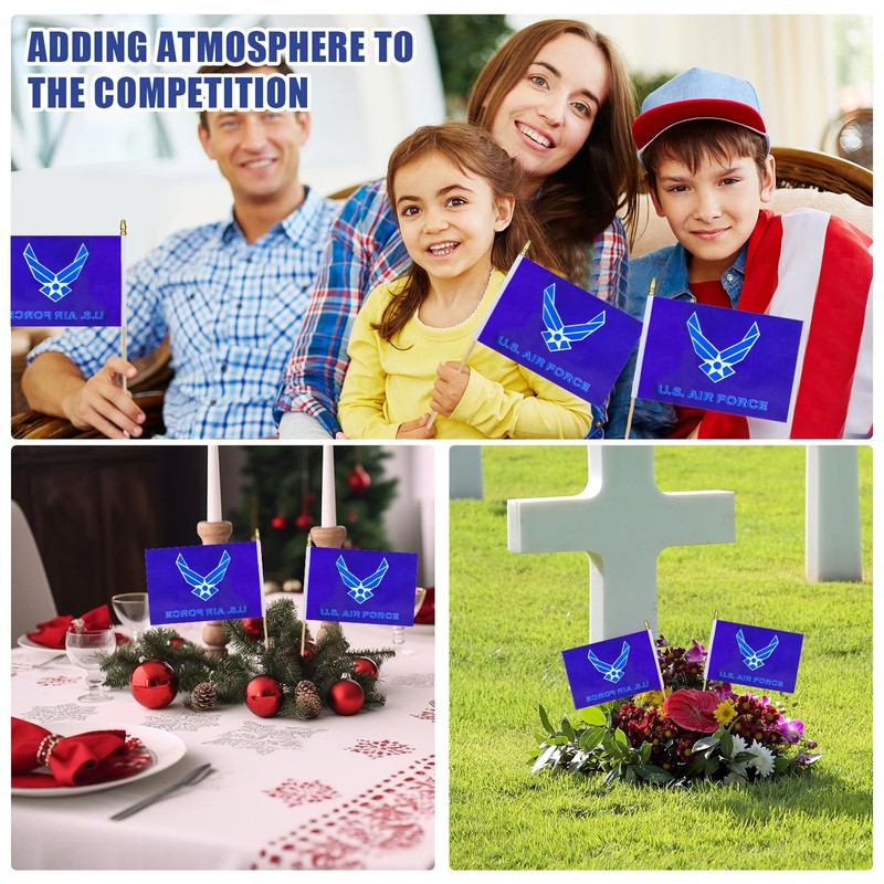 HSQCEZ 12Pcs Small USA Air Force Wings Flags on Wooden