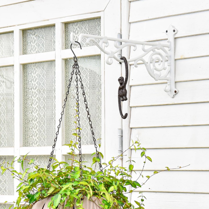 Sungmor Cast Iron Hanging Plant Bracket, 16.5" Large Outdoor Wall