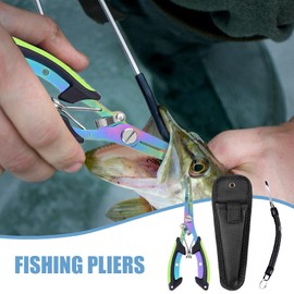 Split Ring Pliers - Colored Titanium Fishing Pliers with Sheath | Multi-Function Fish Tool Non-Slip Gear Accessories for Camping & Fishermen