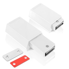 Redunest Heavy Duty Push to Open Door Latch, 2 Pack White Magnetic Push Latches, Hidden Push Touch Latch Hardware for Push to Open Cabinet, Magnetic Door Catch for Cabinet Drawer Wardrobe Kitchen Door