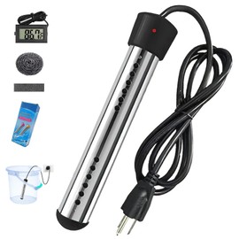 1500W Immersion Water Heater Stainless Steelportable Water Heater Minutes to Heat up Quickly, Bucket Heater with LED Thermometer