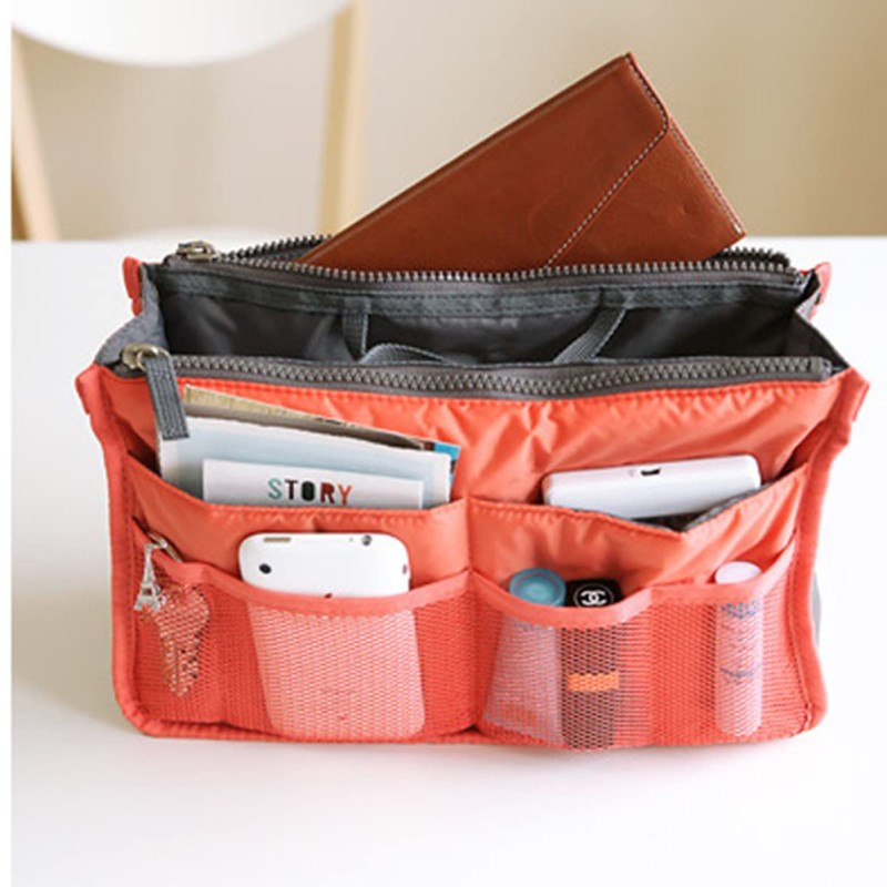 TOVINANNA Portable Toiletries Bag Double Zipper Large Compartment Organize Cosmetics