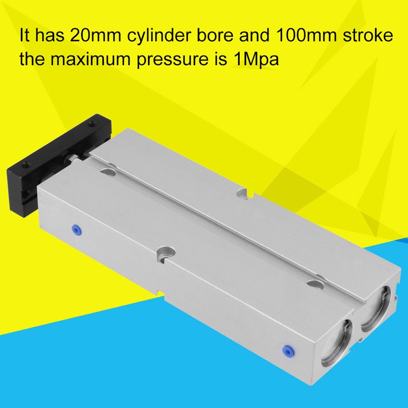 1pc 20mm Bore 100mm Stroke Double rod Double acting Aluminum