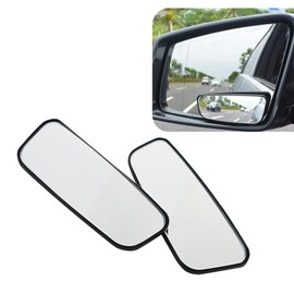 getfay Pack-2 Car Rectangular Rearview Blind Spot Mirror, 3.7" x 1.4" Adjustable Angle Parking Assist Mirror, Curved Wide-angle HD Mirror, Universal for Cars Side Rearview Mirror Accessory (Black)