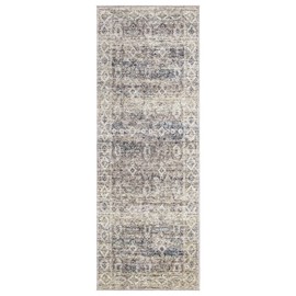 Bloom Rugs Caria Washable Non-Slip 7 ft Runner - Beige Brown/Teal Traditional Runner for Entryway, Hallway, Bathroom, and Kitchen - Exact Size: 2'6" x 7'