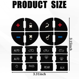 TOBENBONE 2Pcs Car Button Stickers for Chevy, AC Dash Button Repair Kit, Radio Button Stickers and Decals for Fixing Ruined Faded Control Buttons for Select 2007-2015 GM Vehicles, Car, SUV, Truck