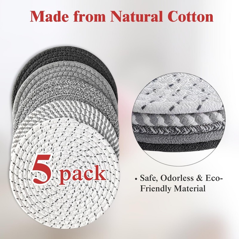 CATIFLIN 8 Inch Heat Resistant Trivets for Hot Dishes, 5-Pack