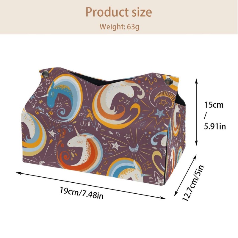 2 Pack Tissue Box Cover Holder, Magnolia Blossom Rectangle Leather