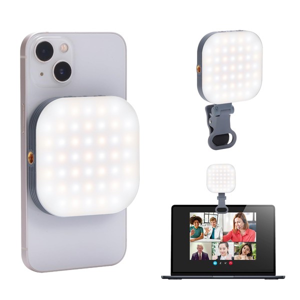King Ma Magnetic Mini LED Selfie Light,3 Modes Rechargeable Cell Fill Lights,Portable Phone Light with Clip for Video Tiktok Makeup Vlog Live Streaming
