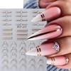 JFIYUOMCI 5D Embossed French Tip Nail Stickers with Rhinestones Crystal,