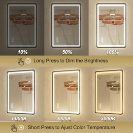 24x36 Inch Black Frame LED Bathroom Mirror with Lights, Dimmable Smart Lighted Bathroom Mirror, Anti-Fog, 3 Colors, Frontlit and Backlit, Waterproof, Memory Function Wall Mirror for Bathroom