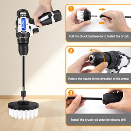 Cordless Drill, Electric Screwdriver with 25+1 Torque,16.8V Drill Brush Cleaning Brushes Set with 17pc Accessories,for Carpet Floor Bathroom Toilet Kitchen Ceramic Surface,Car Cleaning