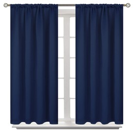 BGment Blackout Curtains for Bedroom 45 Inch Length - Room Darkening Drapes Thermal Insulated with Rod Pocket for Short Living Room Kitchen Bathroom Window, 42 x 45 Inch, 2 Panels, Navy Blue