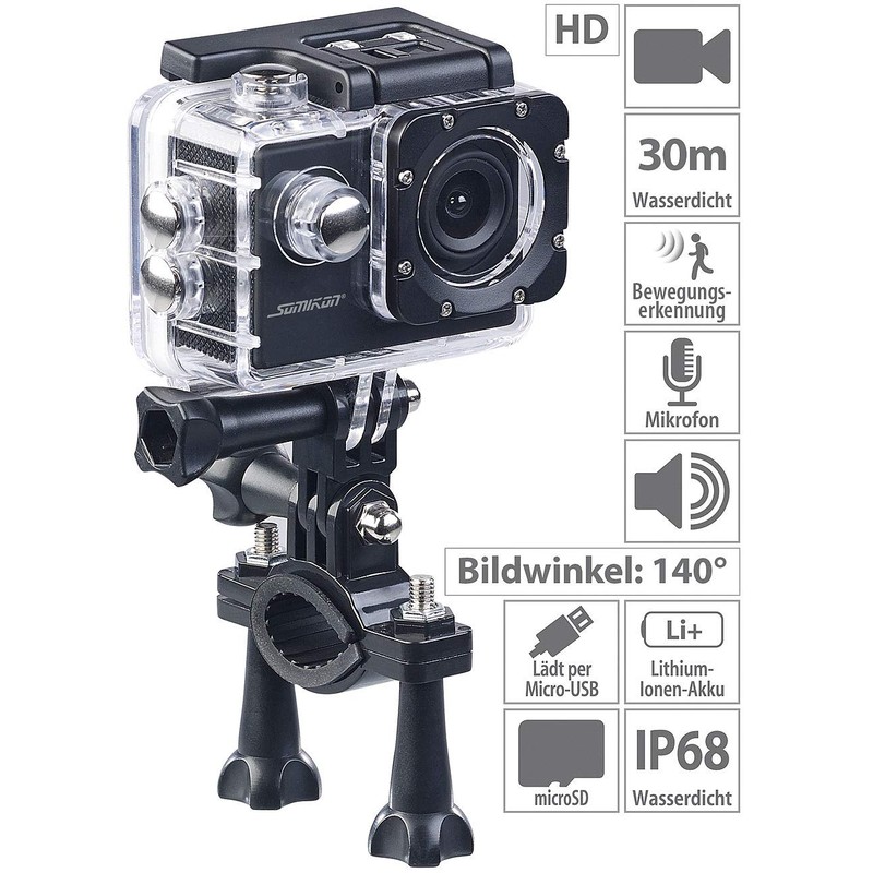 Somikon Action Cam: HD Action Cam DV-1212 V2 with Underwater