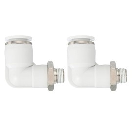 PATIKIL Push-to-Connect-Anschlussstück, 2 Stück pneumatischer Luft-Winkel-Schnellverbinder, 1/8 Zoll PT Außengewinde x 10 mm Rohr, 90-Grad-Anschlussschlauch-Winkelstück, weiß