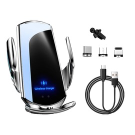 Ohleats Wireless Car Charger Mount, 15W Automotive Electric Wireless Charger Holder, Car Air Vent Mount Bracket Fast Charging for Most Smartphone, Universal Car Accessories (Silver)