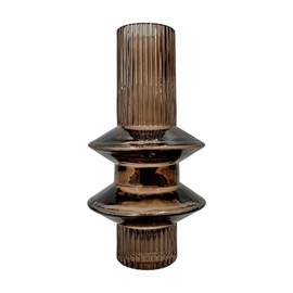 Bergamo Art 9 Inch Tall Decorative Handmade Glass Modern Flower Vase in Brown