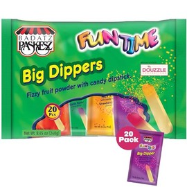 DOUzzle Fizzy Fruit Powder with Candy Dipstick (20 Count, Pack of 1) Individually Wrapped Candies, Birthday Party Favors, Goodie Bags Stuffers - Kosher Parve