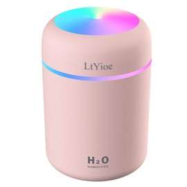 LtYioe Colorful Cool Mini Humidifier, USB Personal Desktop Humidifier for Car, Office Room, Bedroom,etc. Auto Shut-Off, 2 Mist Modes, Super Quiet. (Pink)