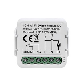 URURTM 1CH Dry Contact WiFi Relay Switch Module,DC 12/24V AC 100-240V,Tuya Smart Life app,Compatible with Alexa,Google Home