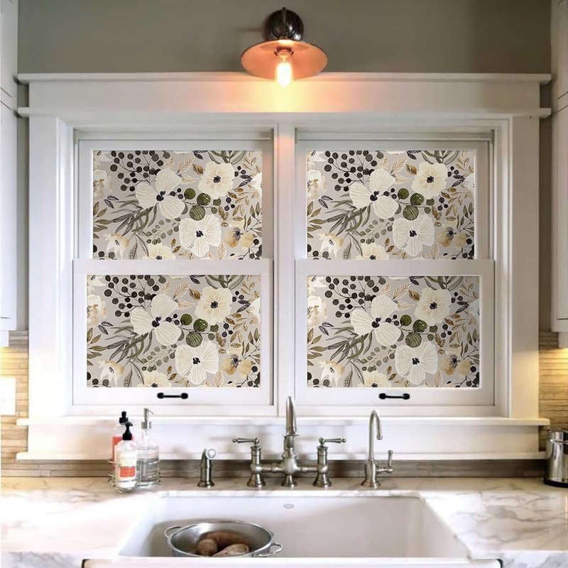 VistaPalette 18"x236" Boho Cream/Brown Daisy Flower Peel and Stick Self