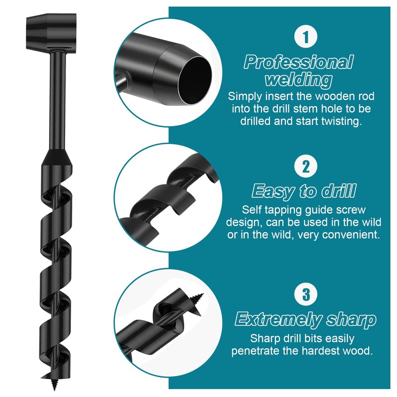 Woodworking Hand Drill Wrench, 19 x 230 mm Manual Hand