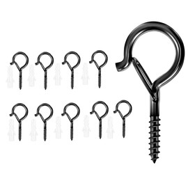 Ceiling Hooks, High Strength Screw Hooks, Set of 10, Hanging Hardware Hooks with Screws, Safety Buckle Design, 55mm, Carbon Steel, Plastic Extension Pipe, Indoor and Outdoor Use, Perfect for Hanging