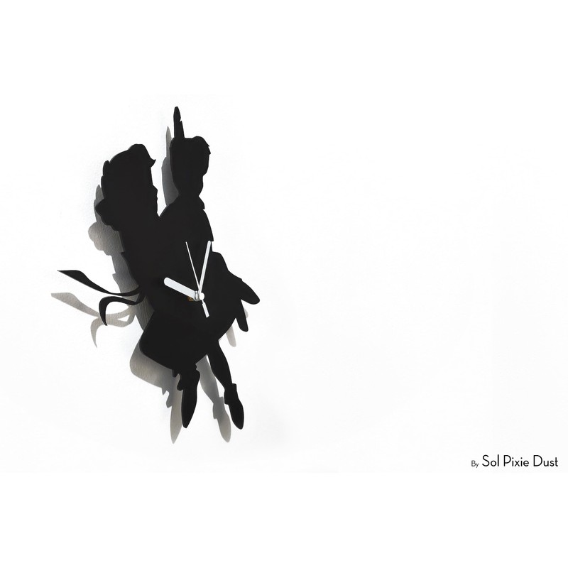 Peter Pan & Wendy Flying - Silhouette Wall Clock -