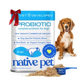 Native Pet Probiotics for Dogs - Dog Probiotics Powder for Digestive Health, Gut Support, & Immune Boost – Vet-Formulated Powder for Maximum Potency with Digestive Enzymes & Prebiotics - 30 Scoops