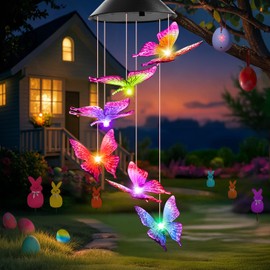 Winzwon Easter Basket Stuffers for Adults, Mothers Day Mom Gifts, Winzwon Solar Lights Outdoor Wind Chimes for Outside Garden Yard Patio Porch Decor Hanging Butterfly Decorations, Birthday Gifts for Women Her