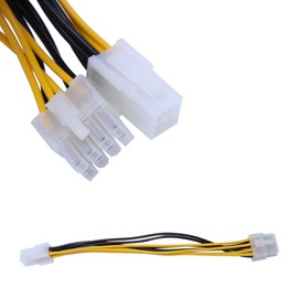 MinnowXY 4-Pin Male to 8-Pin Female CPU Board Power Supply Converter Adapter Cable Yellow Black 20cm/7.87in Abs