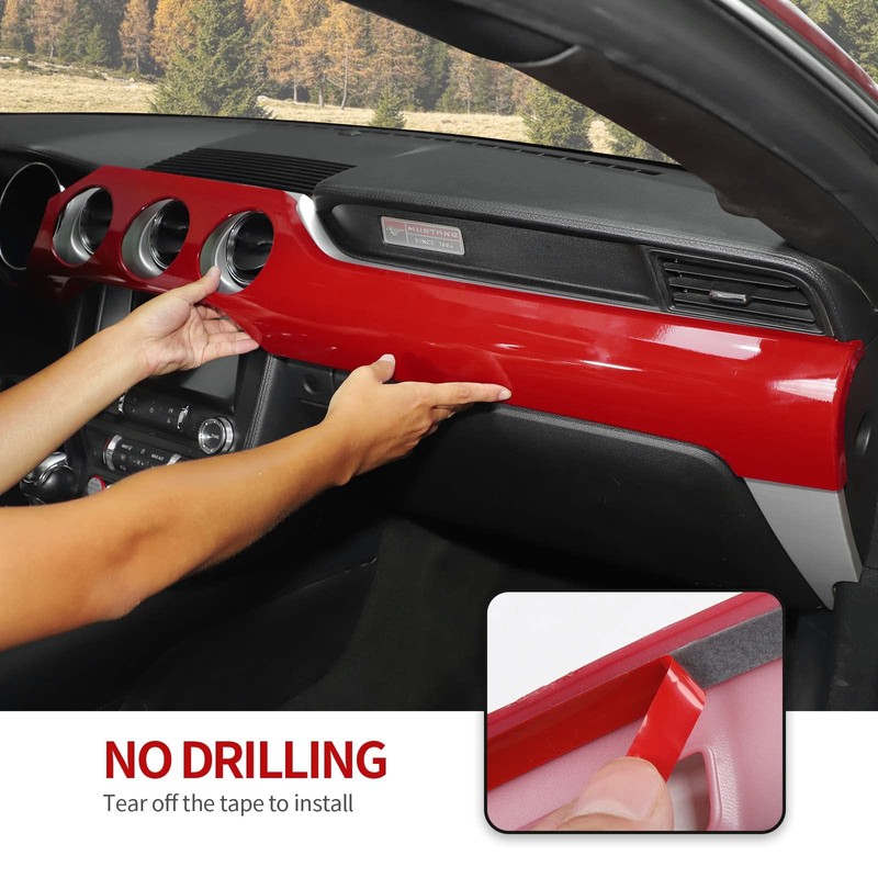 CheroCar for Mustang Center Console Dashboard Panel Trim Cover Kit