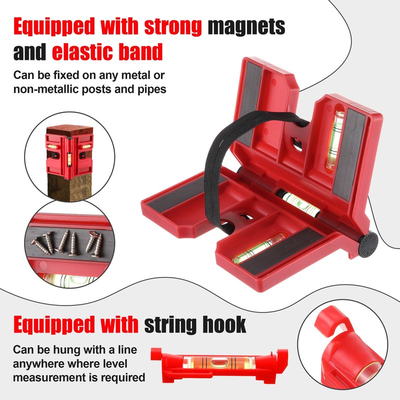 Enhon Adjustable Magnetic Post Level with 6 Hanging String Line