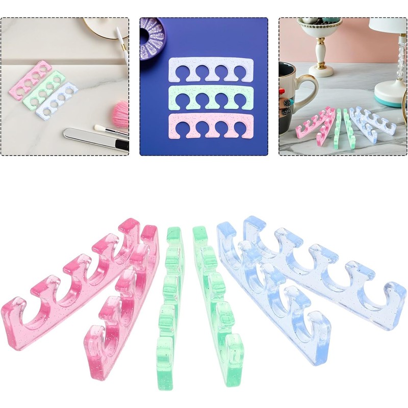 Separadores de Dedos de Silicona Protege Esmalte Fresco Reutilizables 12
