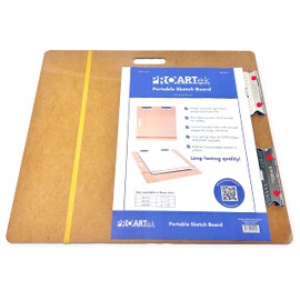 Proartek PK00024 Model SB2326 SB Series 23" x 26" Artist Sketch Board, Brown; 4mm Tempered Masonite; Constructed with a Cutout Handle; Smooth Edges; Firm Spring Clips; Rubber Band Included