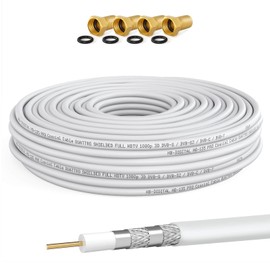 130dB 10m Coaxial SAT Cable HQ-135 PRO 4x Shielded for DVB-S/S2 DVB-C and DVB-T BK Systems plus 4 Gold-Plated F-Connector Set Included Free