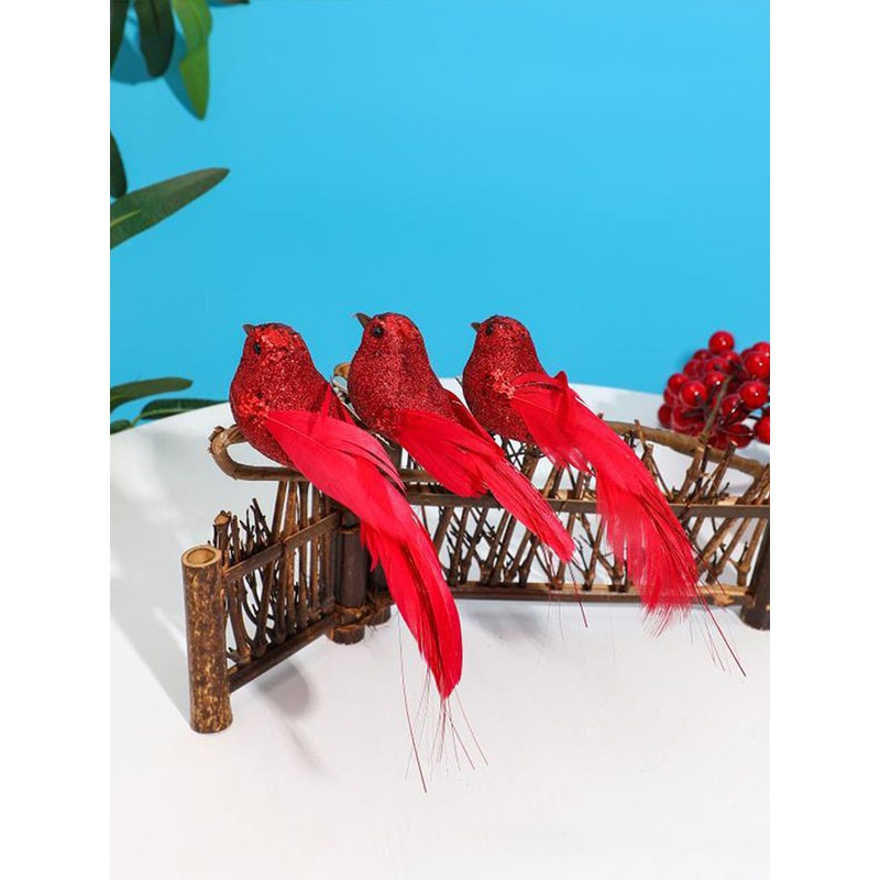 12 PCS Simulation Bird Silver Mini Birds for Home Decoration