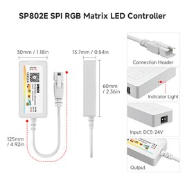 BTF-LIGHTING SP802E WiFi Bluetooth SPI RGB LED Matrix Controller - 2.4GHz WiFi,Matrix Control, Music Effects, DIY Effects for WS2812B/SK6812/UCS1903/SM16703 3-Pin Addressable LED Panels (NO LEDs)
