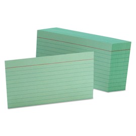 Oxford 7321GRE Ruled Index Cards, 3 x 5, Green, 100/Pack