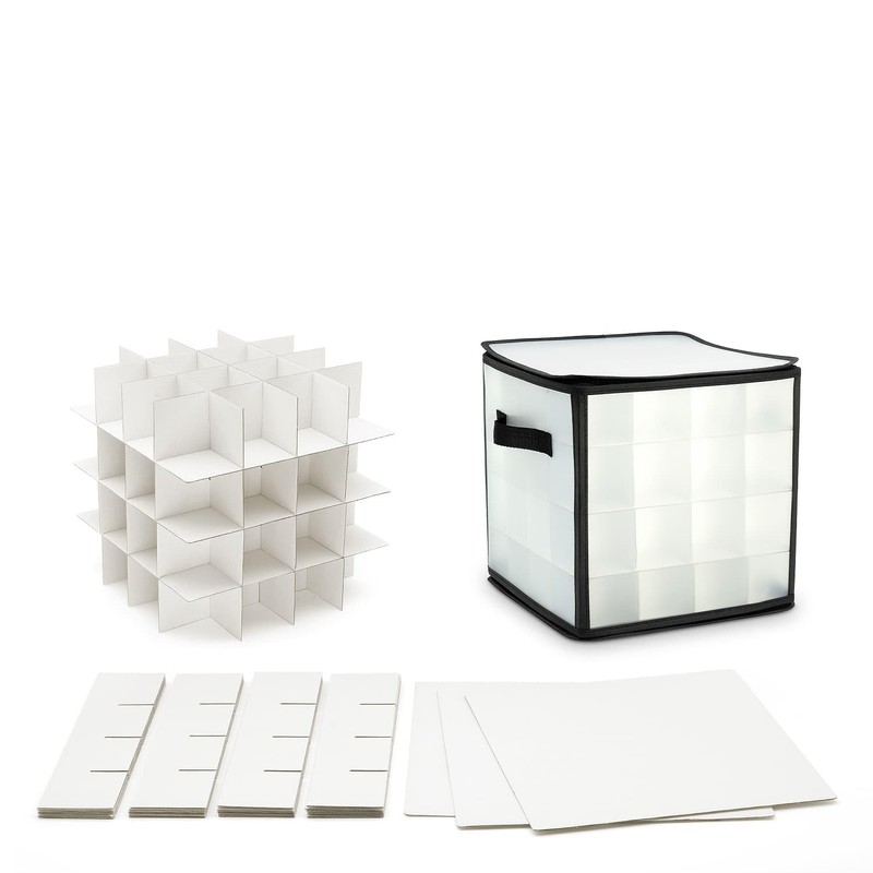 CKB LTD Clear Christmas Bauble Storage Box Cube with Dividers